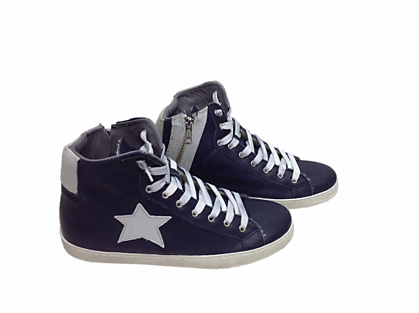 VIA CONDOTTI Sneakers Alte Donna In Pelle, Sfumato Stella Ghiaccio | Made In Italy, Suoletta Estraibile, Cerniera Laterale | Bianco Sporco