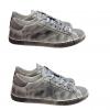 scarpe sneakers basse pelle traforata bianco grigio Via Condotti stella sfumato
