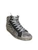 scarpe sneakers alte uomo donna pelle bianco grigio sfumato borchie cono