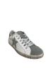 scarpe sneakers basse pelle traforata bianco grigio camoscio Via Condotti stella