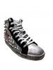 scarpe sneakers alte uomo donna bianco pelle blu stella rossa borchie Via Condot