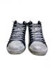scarpe sneakers alte uomo donna pelle bianco blu stella sfumato borchie nuovo