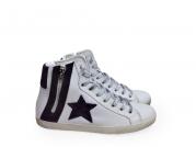 scarpe sneakers alte uomo Via Condotti pelle bianca antracite stella cerniera