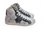 scarpe sneakers alte uomo pelle Via Condotti stella grigia sfumato made in ita