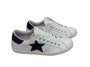 scarpe sneakers basse uomo Via Condotti pelle bianca stella nera Art golf