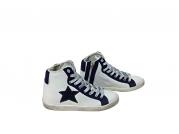 scarpe sneakers alte uomo pelle Via Condotti bianco stella blu made in italy