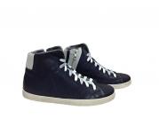 scarpe sneakers alte uomo Via Condotti pelle blu ghiaccio made in italy bicolor
