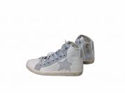 Scarpe uomo sneakers alte Via Condotti pelle bianco ghiaccio stella made in ita