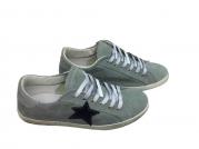 scarpe sneaker basse uomo grigie made in italy stella blu occhielli Nuovo