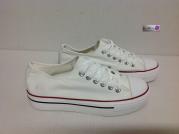 scarpe sneakers basse uomo in tela bianche fondo bianco rosso new coll 2016
