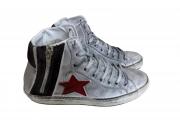 scarpe sneakers alte uomo Via Condotti bianca antracite stella rossa sfumato