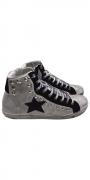 scarpe sneakers alte uomo donna pelle bianco blu stella sfumato borchie nuovo
