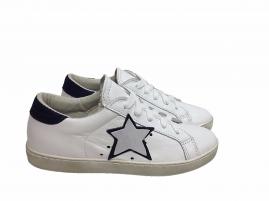 scarpe sneakers basse uomo donna Via Cond pelle bianca traforata doppia stella