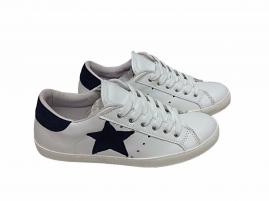 scarpe sneakers basse uomo Via Condotti pelle bianca stella nera Art golf