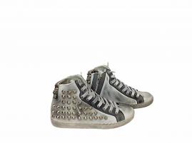 scarpe sneakers alte donna pelle sfumato Via Condotti borchie cono made in italy