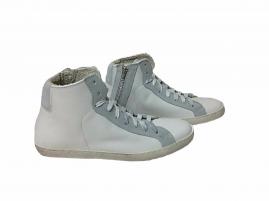 scarpe sneakers uomo donna alte pelle bianca ghiaccio Via Condotti cerniera