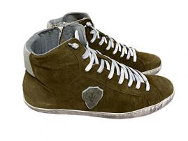 scarpe sneakers alte uomo camoscio Via Condotti verde militare doppio scudo
