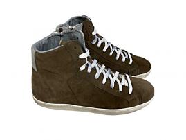 scarpe sneakers alte uomo camoscio Via Condotti taupe grigio cerniera nuovo
