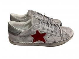 scarpe sneakers basse uomo donna pelle bianco ghiaccio stella rossa sfumato