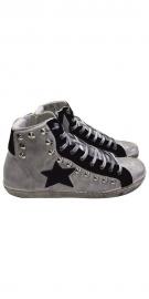 scarpe sneakers alte uomo donna pelle bianco blu stella sfumato borchie nuovo