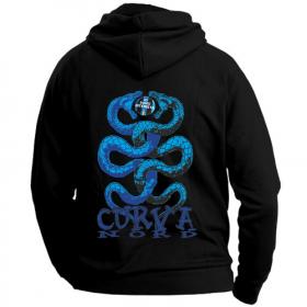 Felpa nera per  ultras nero azzurro con stampa sia davanti sia su retro