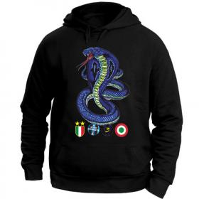 Felpa con cappuccio con stampa cobra per ultras interista