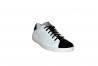 scarpe sneakers basse uomo pelle traforata bianco camoscio nero Via Condotti