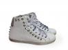 scarpe sneakers alte uomo Via Condotti vera pelle bianco grigio Borchie cono New