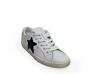 scarpe sneakers basse uomo Via Condotti pelle bianca stella nera traforata
