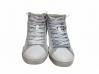 scarpe sneakers alte uomo pelle bianco ghiaccio Via Condotti stella rossa Nuovo
