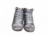 scarpe sneakers alte uomo donna pelle bianco grigio stella rossa sfumato vintage