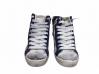 scarpe sneakers alte uomo donna pelle bianco blu stella sfumato vintage New Coll