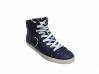 scarpe sneakers alte uomo Via Condotti pelle blu scudo made in italy
