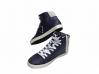 scarpe sneakers alte uomo Via Condotti pelle blu scudo made in italy