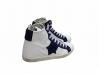 scarpe sneakers alte donna pelle bianco stella blu Via Condotti Nuovo camoscio