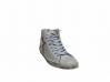scarpe sneakers alte uomo stivaletto pelle bianca grigio doppia stella bicolor