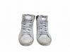 scarpe sneakers alte uomo stivaletto pelle bianca grigio doppia stella bicolor