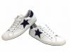 scarpe sneakers basse uomo Via Condotti pelle bianca stella nera Art golf