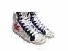 scarpe sneakers alte uomo donna pelle bianco blu stella rossa sfumato vintage