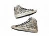 scarpe sneakers alte donna pelle sfumato Via Condotti borchie cono made in italy