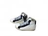 scarpe sneakers alte donna pelle bianco blu Via Condotti cerniera made in italy