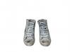 scarpe sneakers uomo stivaletto pelle bianca stella grigia sfumato occhielli