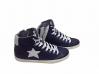 scarpe sneakers alte uomo Via Condotti pelle blu stella ghiaccio made in italy