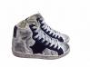 scarpe sneakers alte uomo donna pelle bianco blu stella sfumato vintage New Coll