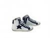 scarpe sneakers alte uomo pelle Via Condotti bianco stella blu made in italy
