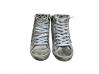 scarpe sneakers alte uomo vera pelle bianco grigio sfumato borchie cerniera