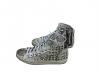 scarpe sneakers alte uomo vera pelle bianco grigio sfumato borchie cerniera