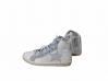 Scarpe uomo sneakers alte Via Condotti pelle bianco ghiaccio stella made in ita