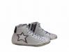 scarpe sneakers alte uomo stivaletto pelle bianca grigio doppia stella bicolor