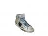 scarpe sneakers alte uomo Via Cond pelle bianca stella grigia sfumato Borchie